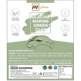 mGanna 100% Natural Glacial Marine Green Clay for Facial Masks, Creams, Body Wraps, Soft Peels and Scrubs, Skin Tightening, and Soap Making 100 GMS 0.22 LBS
