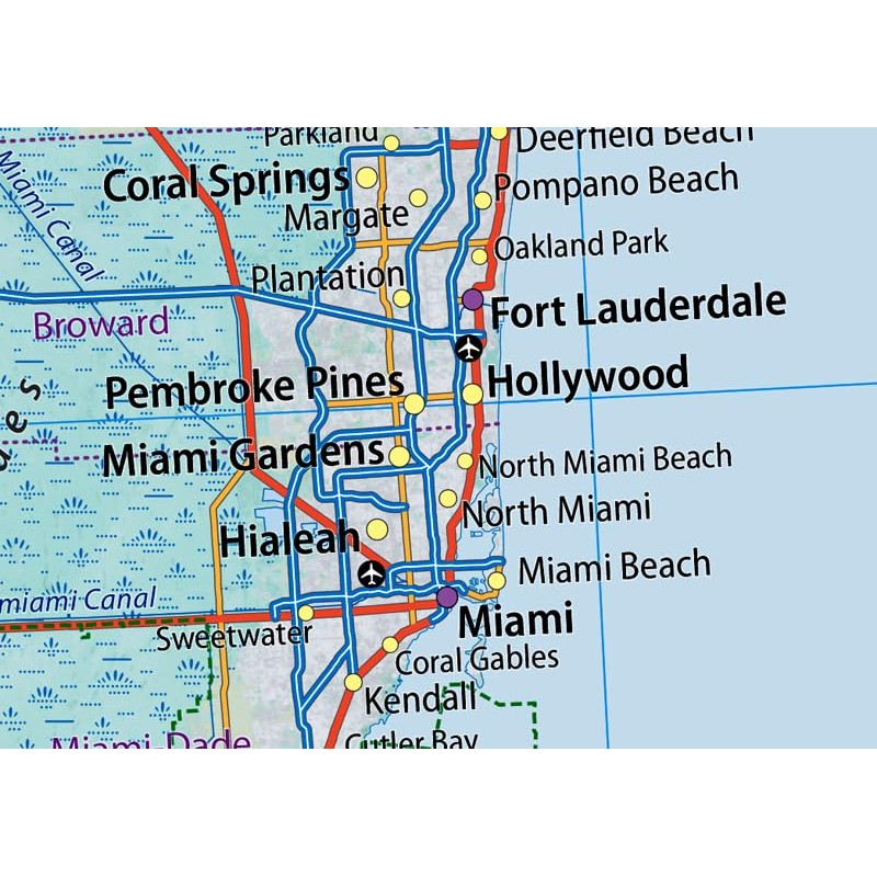 Physical Florida State Map - 23.3 x 16.5 Inches -