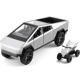 Alloy Diecast Truck Toy with RV Motorcycle, 3-in-1 Pickup Trail Pull-Back Model Kit with Sound and Light, for Kids Boys Girls,childhood toys,model car collector,die cast collectible - model: 2in1 silver