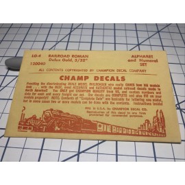 Champ Decals HO Champ Decals HO Scale LG-4 Railroad Roman Gold 3/32" Alphabet Numeral Set