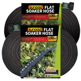 Suneed Flat Soaker Hoses for Garden 100 ft 2Pack, Cloth Soaker Hose 200 ft for Efficient & Effective Watering – Garden Soaking Drip Hoses Heavy Duty & Easy to Install(100ftx2)