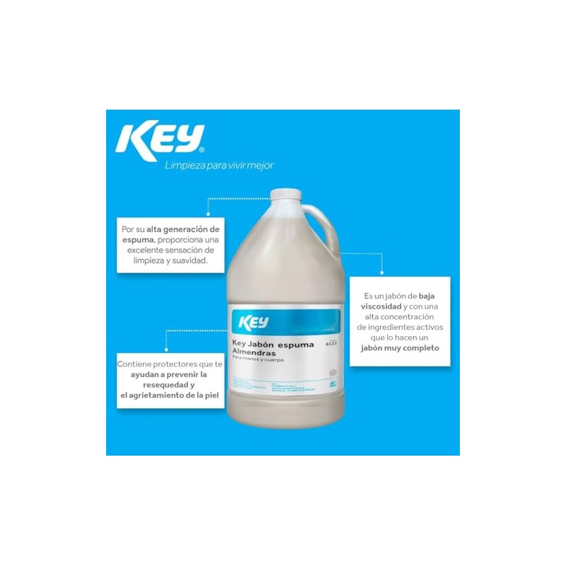 KEY Jabón Espuma de Almendras, 4L | Para Manos y