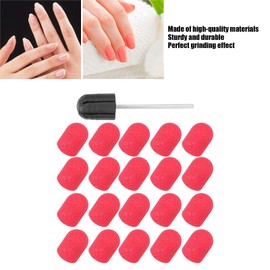 Nail Drill Bits Kit, Nail Art Sanding Cap Nail Drill Bits Polishing Grinding Sanding Bands Set Nail Drill Head Accessory for Manicure Pedicure Nail Polishing Burr Home Salon Use 13 x 19mm(Red)
