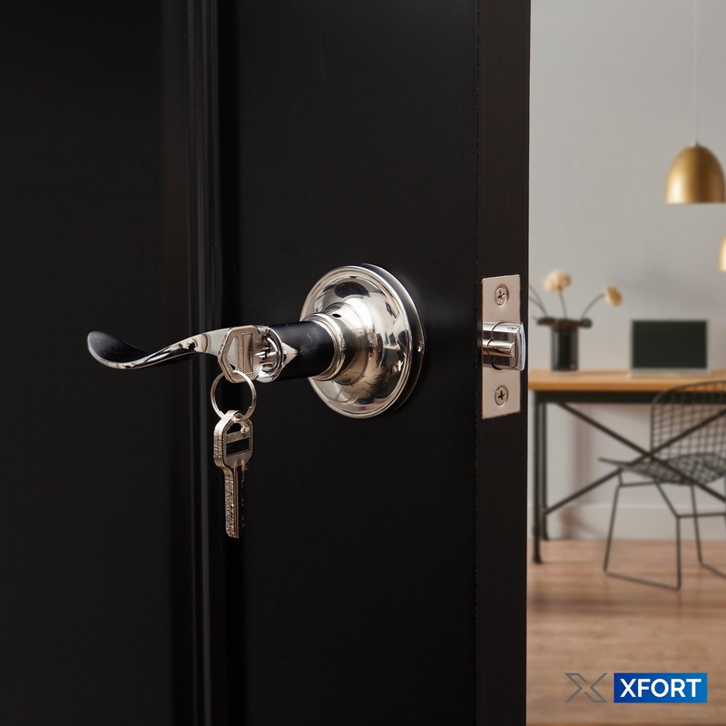 XFORT Cabriole Entrance Knob Set Polished Chrome, Door Knob with