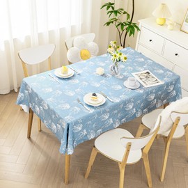 Meioro - Mantel rectangular resistente al agua, mantel decorativo impermeable de poliéster para decoración del hogar, cocina, fiesta, 52 x 70 pulgadas, color azul