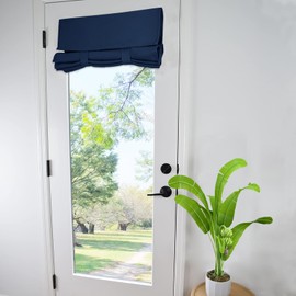 WdFour Side Door Curtains for Door Window, Room Darkening Solid Color Door Window Covering for Glass Door, Front Door Sidelight Curtain Tie up Shade 30W x 80L Inches, 1 Panel, Navy Blue.