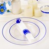 SUT 350 Pcs Blue and Clear Plastic Dinnerware Set for