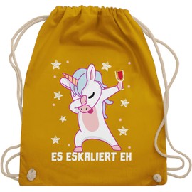 Shirtracer - Gym Bag Backpack - & Alcohol Women - Es escalates eh Festival Saufi Party Malle Funny, 15 Mustard Yellow