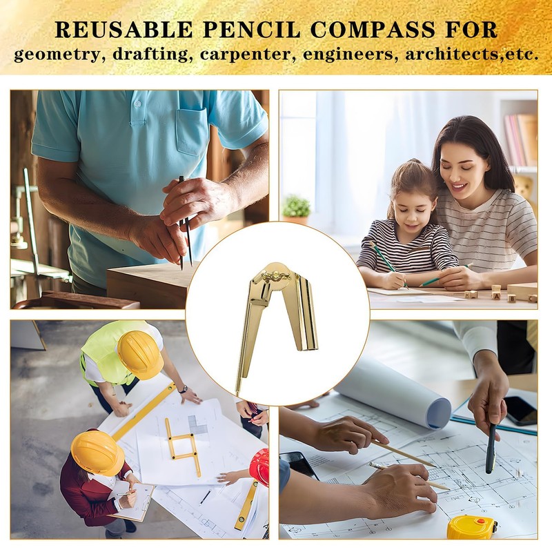 Scribe Tool,Geometry Compass Scriber Tool,Gold Carpenters Tools Scribing Compass,Drawing Scribing