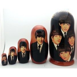 Beatles Russian Nesting Dolls 5 Piece Matryoshka Stacking Doll Set 7" Tall
