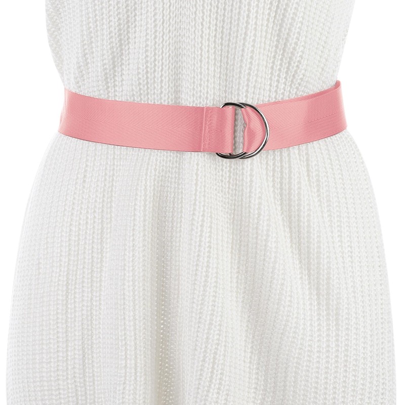 Elerevyo Ladies' Double D-Ring Buckle Belt Women Canvas Solid Color