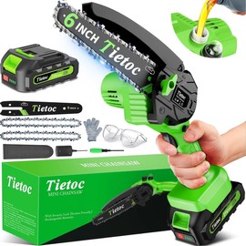 Tietoc Chainsaw 6 Inch Mini Electric Chainsaw Cordless Battery Powered, Hand Held Saw for Wood/Trees Trimming, Sawzall for Household and Garden, Stocking Stuffers Gift for Men Dad Husband Gadget 2025