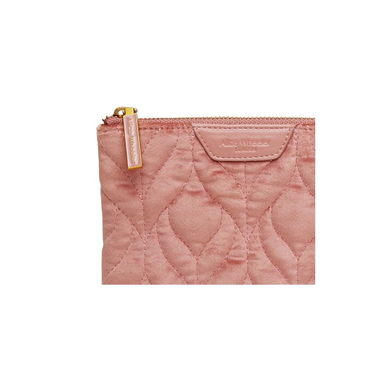 Alice Wheeler Velvet Quilted Makeup Pouch, 15.5 x 13.5 x
