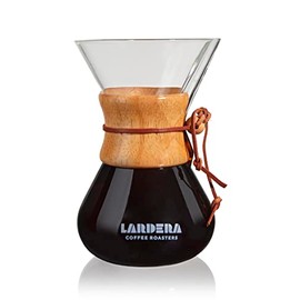 Lardera Iconic Six-Cup Glass Coffee Maker with Wooden Collar, 27oz