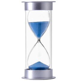 JIEHET Hourglass Sand Timer 5 Minutes, Dual Protection Hour Glass with Sand, Sand Timer for Kids Safety, Sand Clock Watch, Creative Gift, Living Room Office Decorative (Silver Cover with Blue Sand)