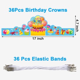 MADOO CITRUS 36 Pack Birthday Crowns for Kids Classroom Birthday Crowns Hats for Students Classroom School Birthday Party Hats (Lively)