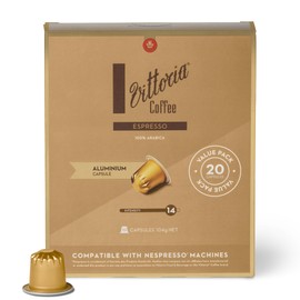 Vittoria Coffee Espresso 100% Arabica Nespresso Compatible Aluminium Capsules. Best Served as an Espresso or Milk - 20 Pack Pods