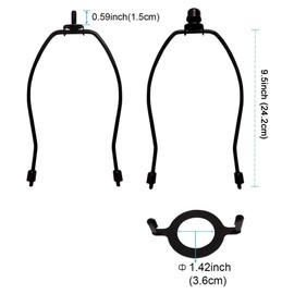 10" Lamp Shade Harp Holder and E26 Light Base UNO Fitter Adapter Converter Finial Set,for Table and Floor Lamps