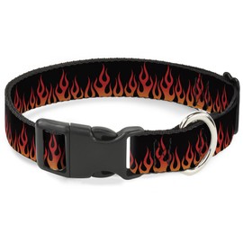 Buckle-Down PC-W30644-NM Flames Black/Orange/Red Plastic Clip Collar, Narrow Medium/8-12"