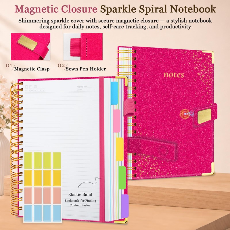 Spiral Notebook Journal 8''x 10'' 5 Subject Notebook with Dividers,