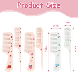 6 Pcs Baby Comb, Toddler Comb for Toddler Girl ＆ Boy, Fine Tooth Rat Tail Combs, Detangling Brush, Plastic Combs for Curly Straight Long Hairs (Blue+Pink)