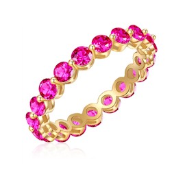 Yokoamii 14K Yellow Gold Plated Alloy Pink Crystal Ladies Fashion Ring, 60, Metal, Crystal