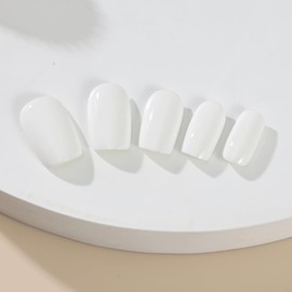 ADAIER Handmade Press On Nails, French Nails,wedding, party,Short Coffin Nails Set for Handmade,Reusable Opaque Nails in 24 Nail Kit for Women(Z-01) (Cream, Square 24 Pcs)