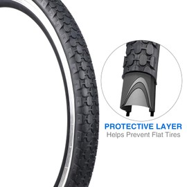 Balinge 2 Pack 24"x 2.125" Folding Replacement Bike Tires for Beach Cruiser Bike，Bicycle Tires for Commuter Bikes，White Wall(2Tires & 2 Tubes & 2 Levers, 24" x 2.125")