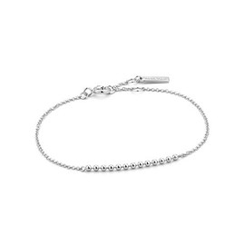 ANIA HAIE Sterling Silver Adjustable Simple Minimalist Beaded Chain Fashion Bangle Bracelet for Women, Silver