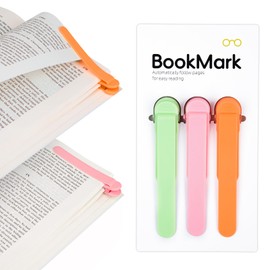3 PCS Automatic Bookmark, Smart Bookmarks for Women Men Book Accessories Silicone Book Mark Bible Book Markers Book Marks for Reading Book Lovers Gifts Bookish Gifts Birthday Party Favors for Kids, A