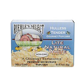 Riehle's Select Popping Corn Hulless Natural Lite Microwave Popcorn, 3Count.