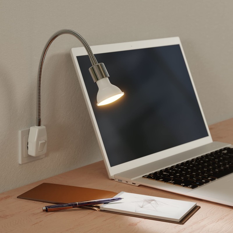 ledscom.de LESCH Socket Lamp Reading Lamp Gooseneck Switch Chrome +