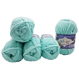 5 x 100 g Ilkadim Export Velluto Knitting Wool, Baby Wool, 500 g Knitting Yarn Super Soft Bulky (Mint 19)