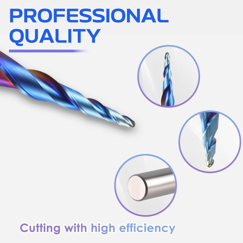 HQMaster 9 Pcs CNC Router Bits Set 1/4” Shank Tungsten