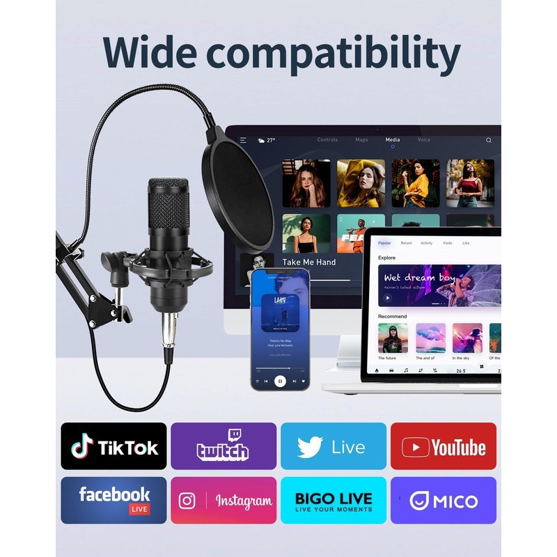 J.I.Y Podcast Equipment Bundle for 1, Studio Recording Kit with