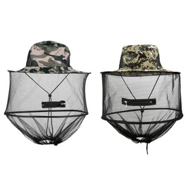 Mogokoyo Pack of 2 Mosquito Head Net Hat Anti-Mosquito Sun Hat Fishing Hat with Mosquito Net for Men and Women, Face Protection Hat for Outdoor Gardening Jungle Fishing, Camouflage set