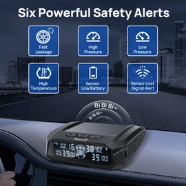 Masoll Masoll RV tire Pressure Monitoring System, Wireless TPMS Tire Pressure Monitor System with Solar Charger, RV TPMS with 4 tire Pressure Sensors & 6 Alarm Modes(0-87 PSI)