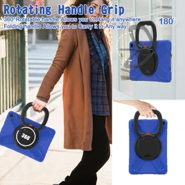 All-New Fire HD 10 & Fire HD 10 Kids Pro Tablet Case (13th Gen, 2023 Release),Heavy Sturdy Shockproof Kids Case,Rotating Stand/Carrying Strap (Blue+Black)