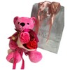 Q-FLA Cupla bath salt soap flower colorful bear pink mini bouquet rose red gift bag set, 1 piece, 1g / Q-FLA 큐플라 입욕제 소프플라워 컬러풀 베어 핑크 미니 부케 로즈 레드 기프트백 세트, 1개, 1g