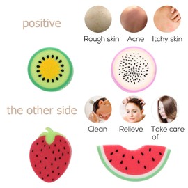 Minkissy Kids Bath Sponges Watermelon Strawberry Kiwi Dragon Fruit Shaped Shower Sponges Soft Pouf Loofahs Exfoliating Scrubbers