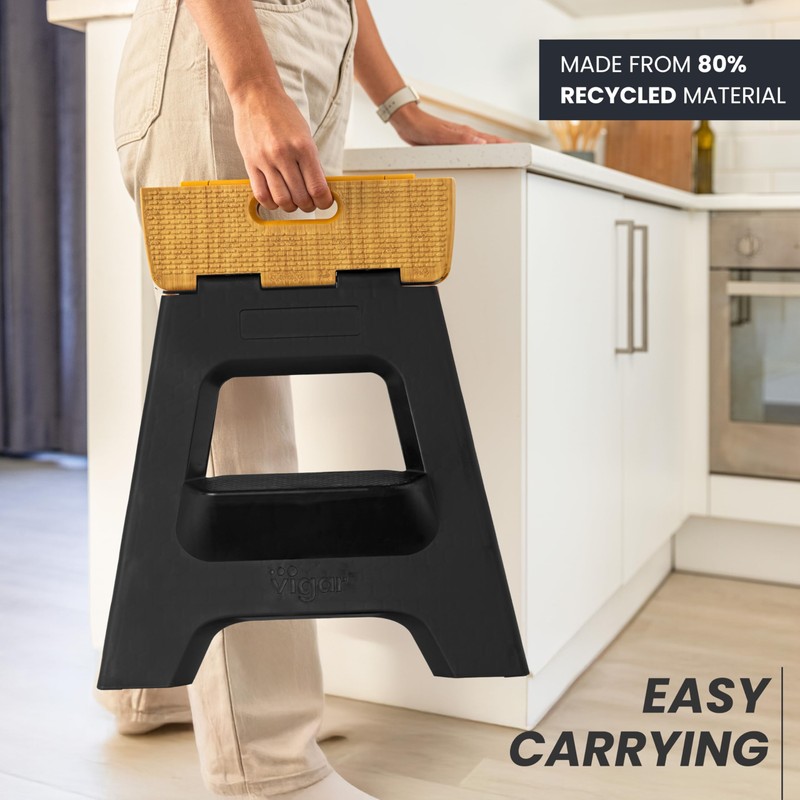 Vigar Compact Step Stool Foldable, 16-inch Two-Step Stools for Adults