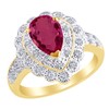 AFFY Simulated Pink Sapphire & Cubic Zirconia Engagement Ring in