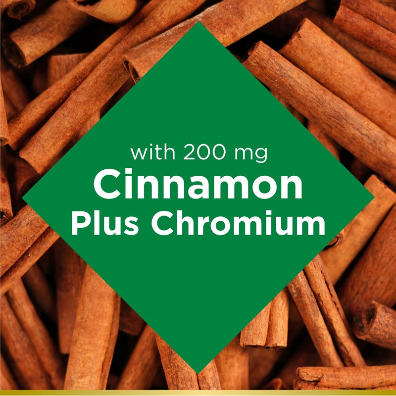 Nature's Bounty Cinnamon 2000mg Plus Chromium, Sugar Metabolism Support Supplement,