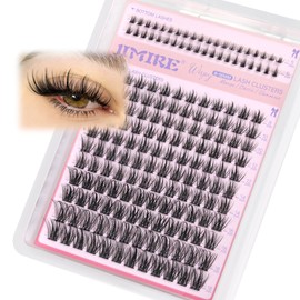JIMIRE Lash Clusters Wispy Lash Extension Natural Lashes Individual Cluster 8-18MM D Curly Fluffy Cluster Lashes with Bottom Individual Eyelashes 172Pcs DIY at Home