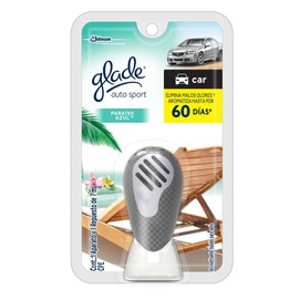 Glade Auto Sport, Aromatizante Liquido para Auto, Aroma Paraíso Azul, 1 Aparato Difusor y 1 Repuesto, 7ml