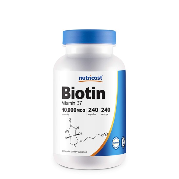 Nutricost Biotin (Vitamin B7) 10,000mcg, 240 Capsules - Gluten Free, Non-GMO