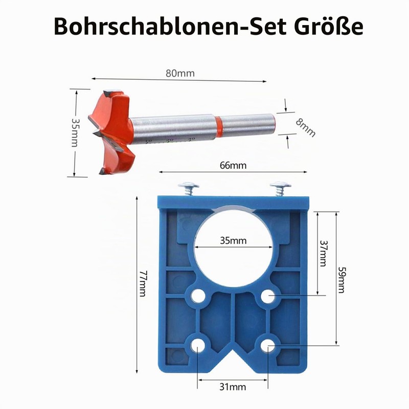 35 mm Hinge Drilling Template Forstner Drill Set for Concealed