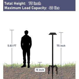 Ansionsol 75 Inch Bird Feeder Pole with 5-Prong Base Adjustable Bird House Pole Mount Kit