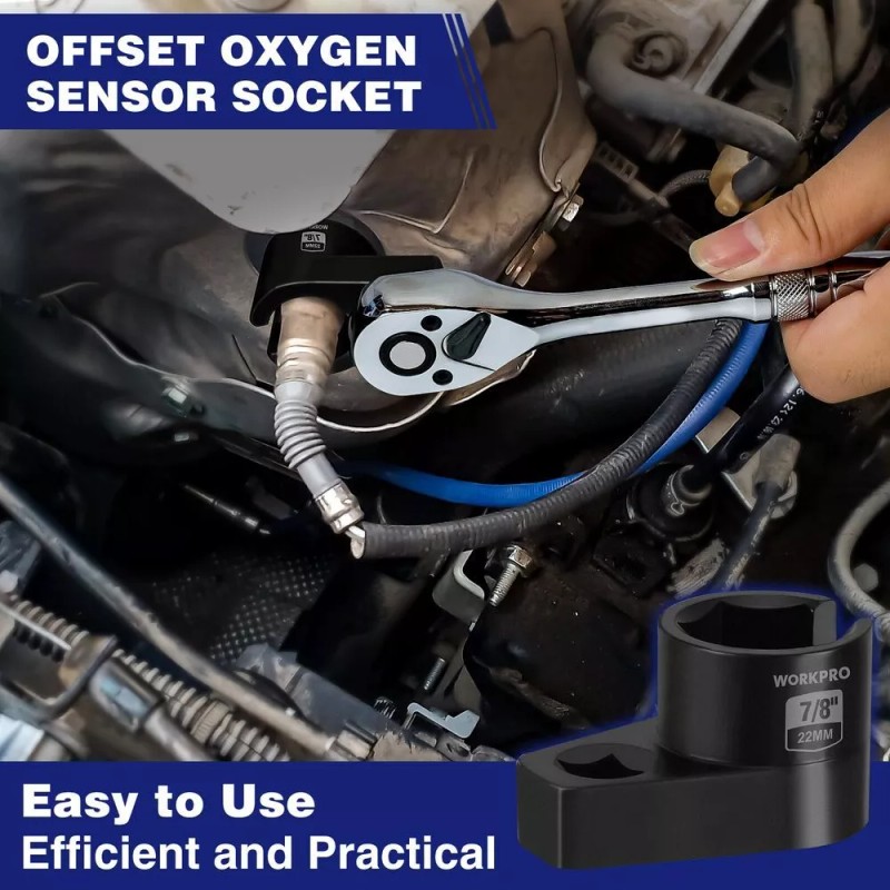 WORKPRO O2 Offset Oxygen Sensor Socket 3/8" Drivex 7/8" 22mm