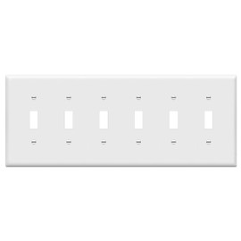 ENERLITES Toggle Light Switch Wall Plate, Gloss Finish, Mid-Size 6-Gang 4.88" x 12.22", Unbreakable Polycarbonate Thermoplastic, UL Listed, 8816M-W, White